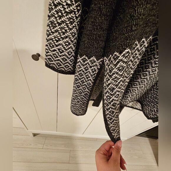 Knit oversized open Cardigan cozzy warm for winter grey and white Karen Scott - Picture 3 of 5